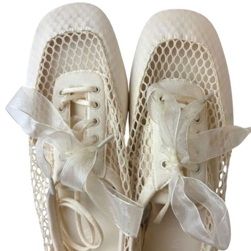 VIVAIA Cristina Sneakerina Square-Toe Lace-Up Mesh Ballet Flats Size EU37/US 6.5 - Picture 6 of 11